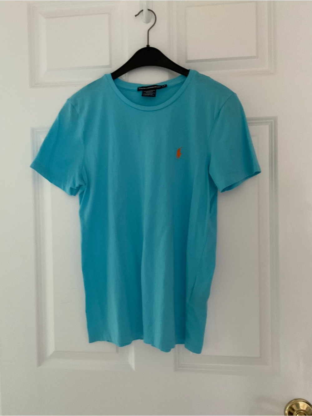 Ralph Lauren Sport Short-Sleeve Crew Tee in Turquoise with Orange Pony